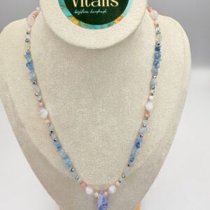 Naszyjnik z Akwamarynu i opalu różowego