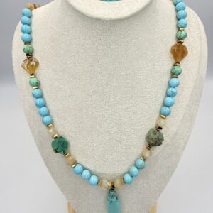 Naszyjnik z Howlitu Cytrynu z Turkusem